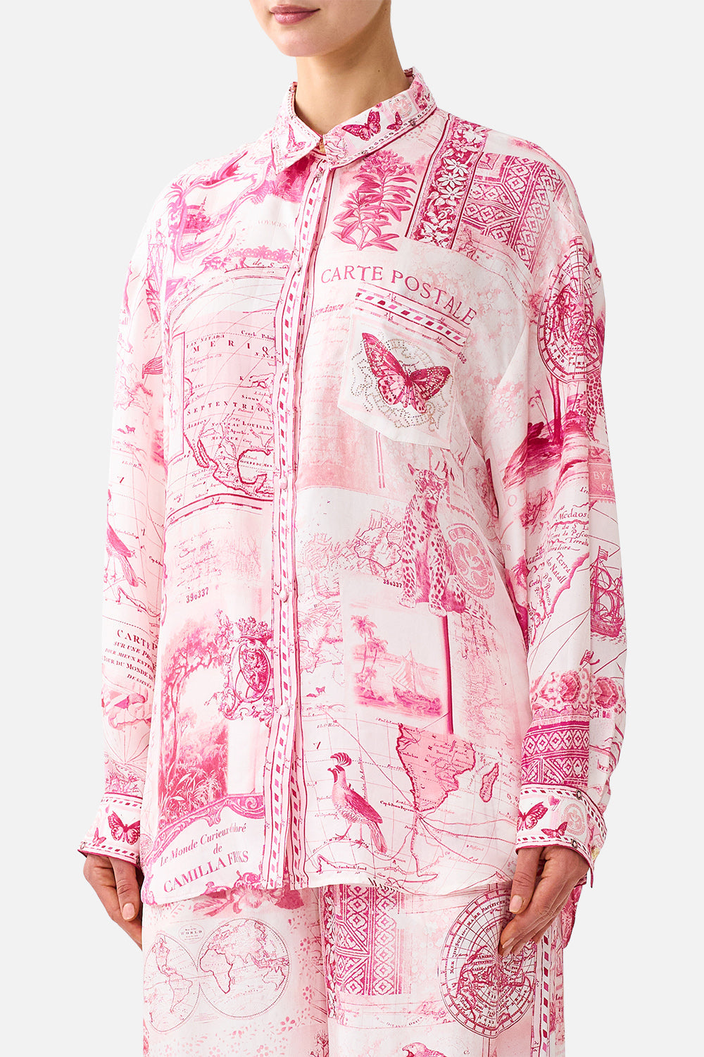 LONG SLEEVE OVERSIZED SHIRT WITH POCKET JOURNAL DE VOYAGE