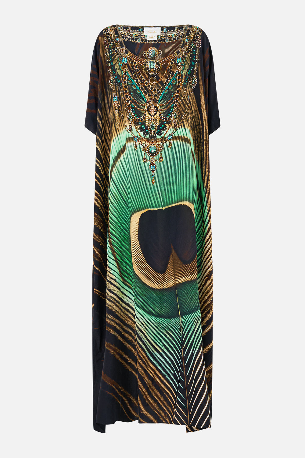 The CAMILLA Round Neck Kaftan in our A Wink to the Wild print, front view.