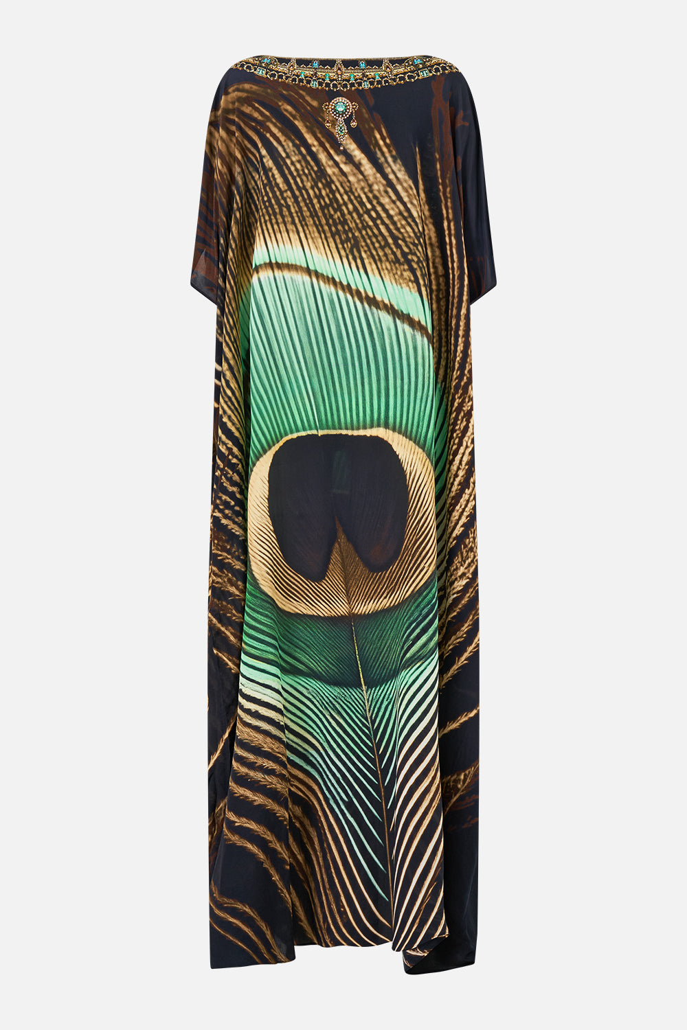 The CAMILLA Round Neck Kaftan in our A Wink to the Wild print, back view.