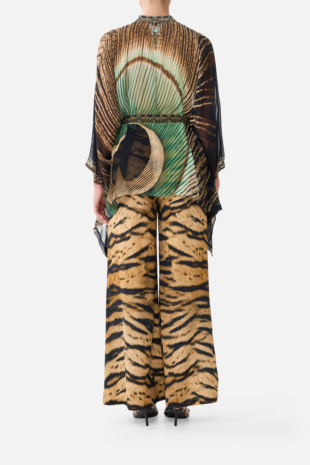 The CAMILLA Lounge Pant in our A Wink to the Wild print, back view on model.