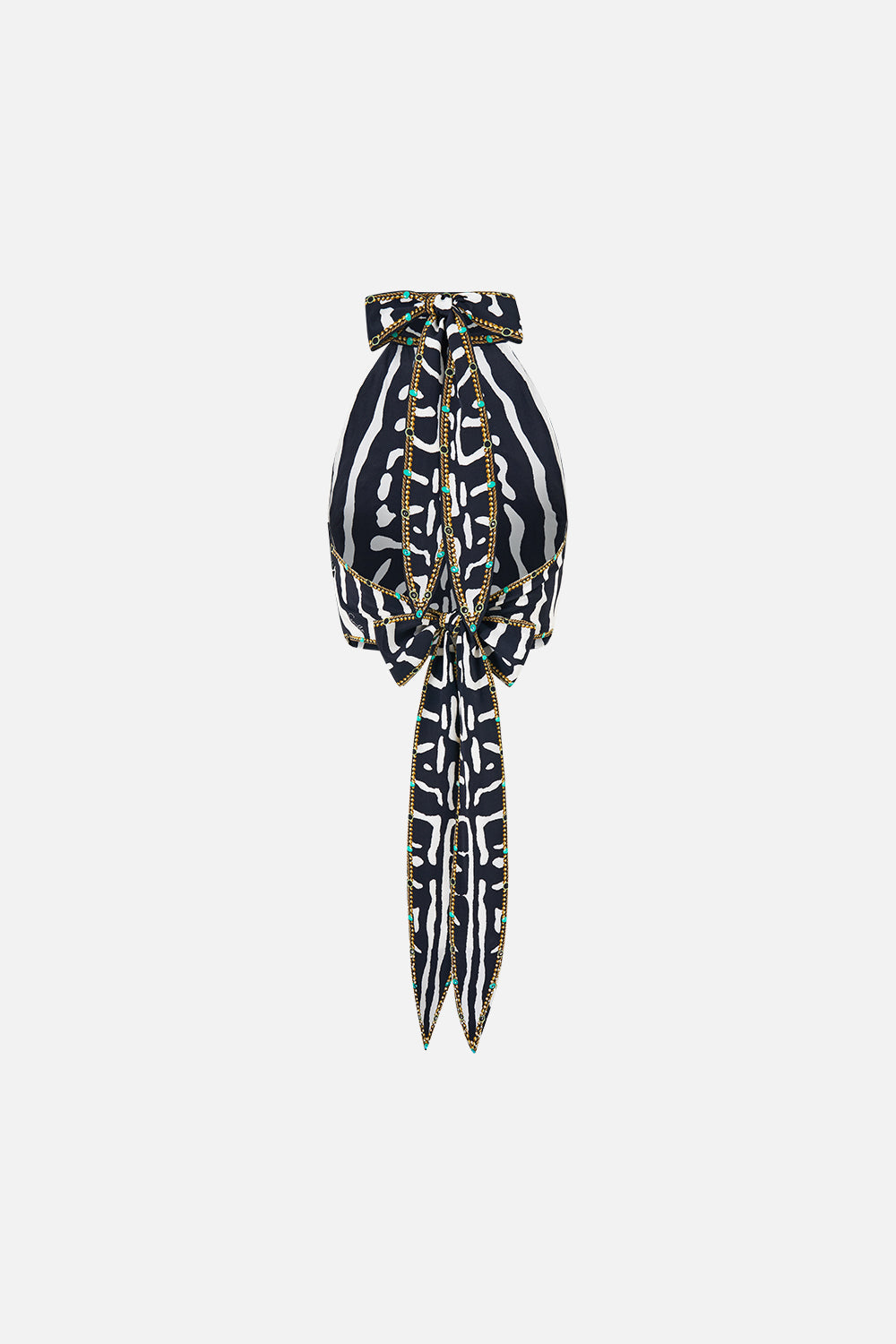 The CAMILLA Halter Tie Back Top in Print Zig Zag Zoo. Ghost View Back