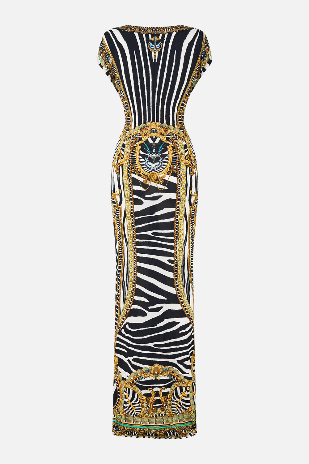 The CAMILLA Wrap Bodice Jersey Dress in Print Zig Zag Zoo. Ghost View Back