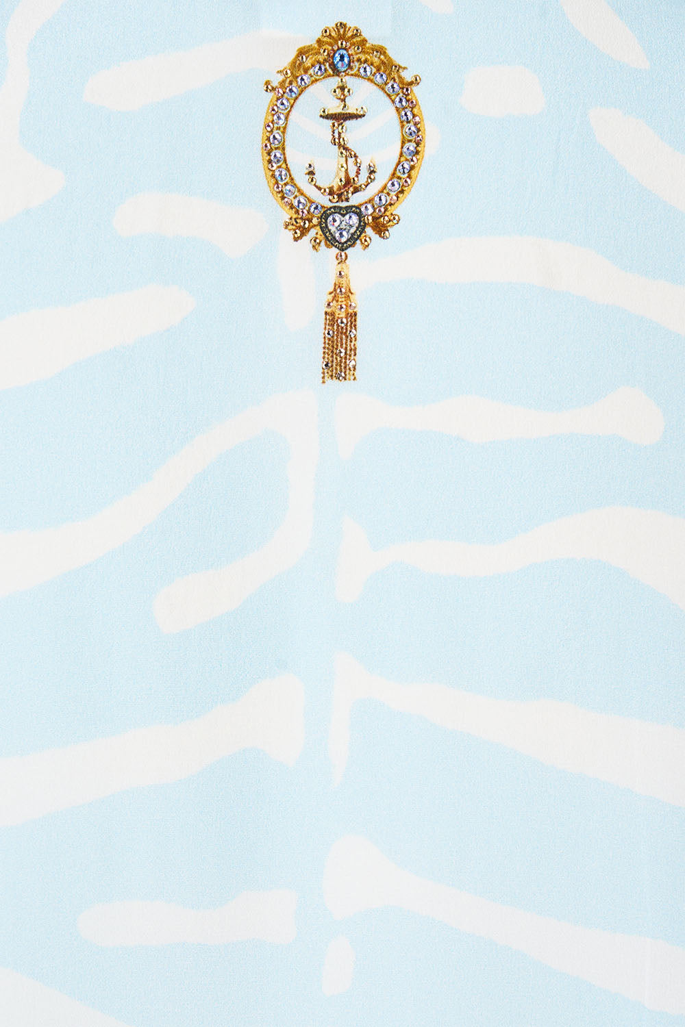 The CAMILLA Short Lace Up Kaftan in Print Spirit of Stripes. Ghost View