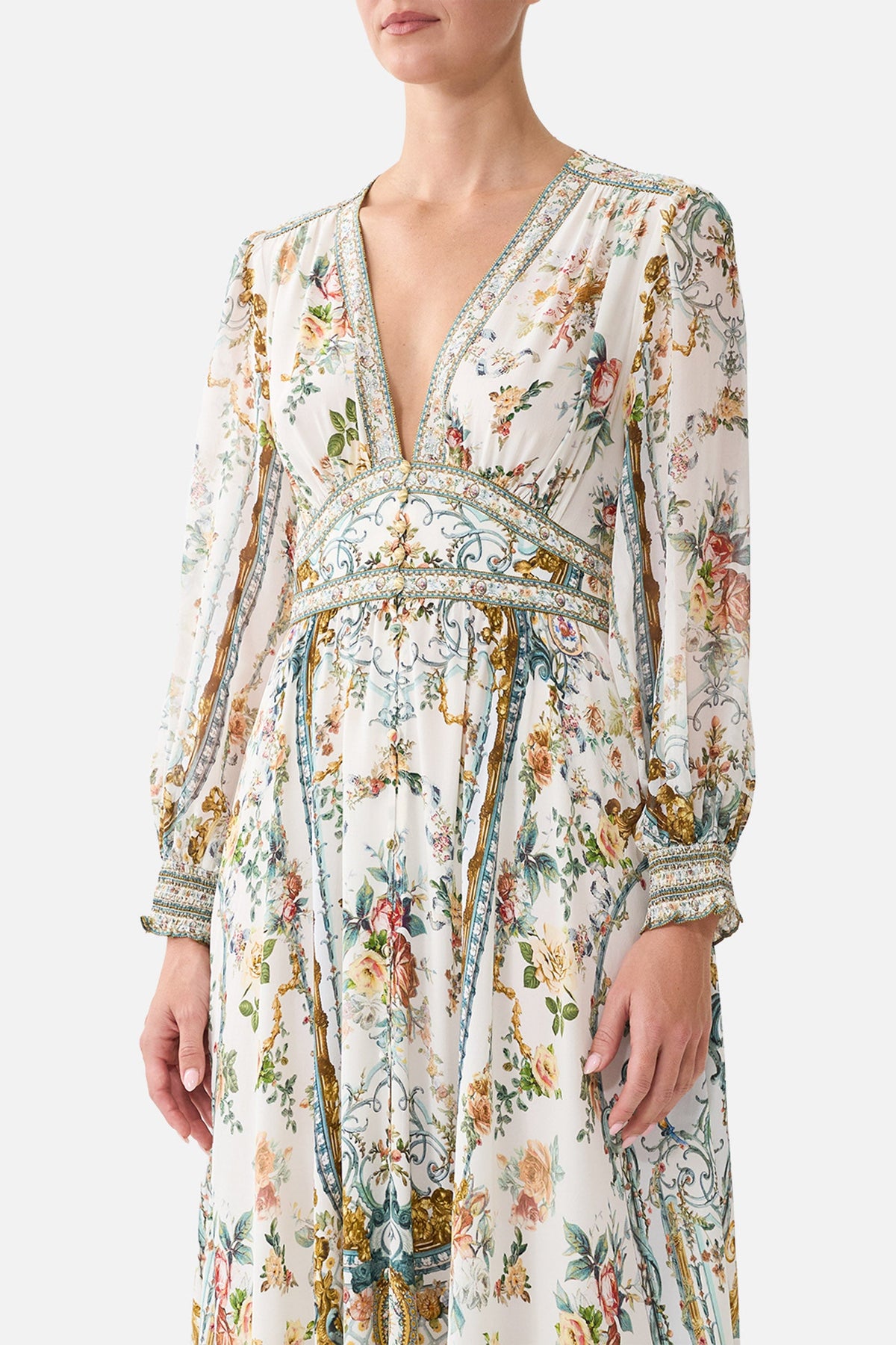 The Ballad Of The Bibliotheque Button Dress With Shaped Waistband