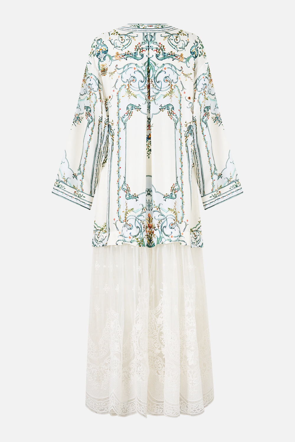 The Ballad Of The Bibliotheque Long Kaftan With Lace Skirt