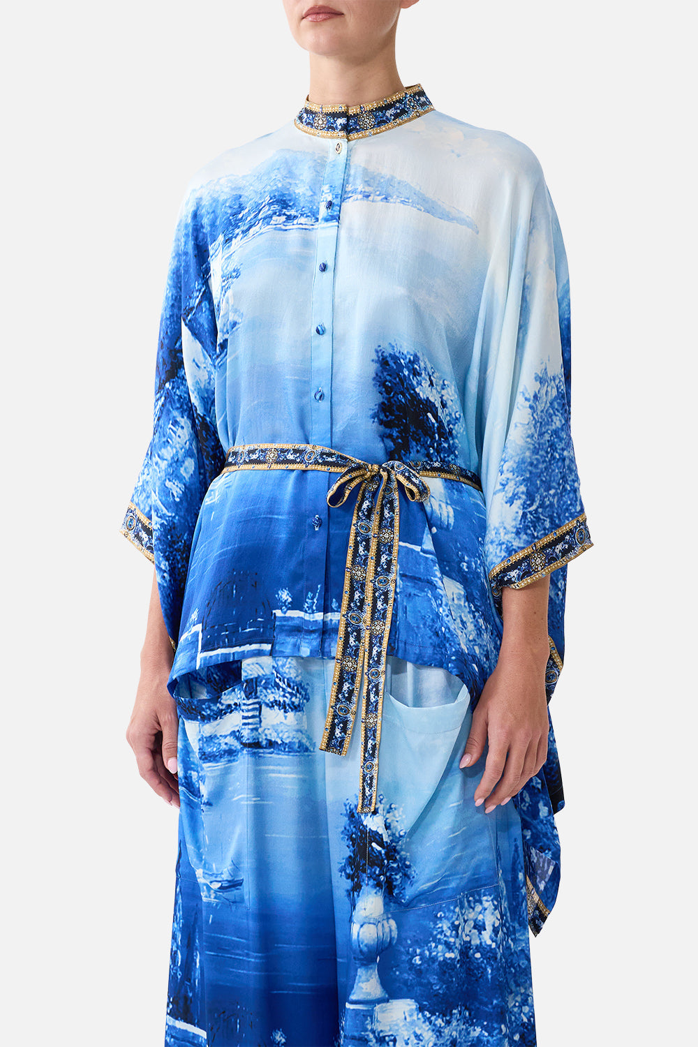 The Sweet Sacre Bleu Button Through Scarf Blouse