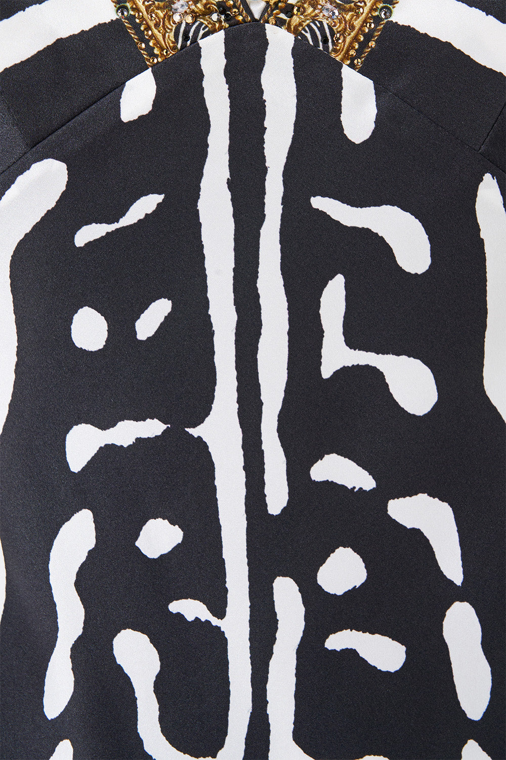 The CAMILLA Chain Detail Slip Dress in our Zig Zag Zoo print, fabric detail.