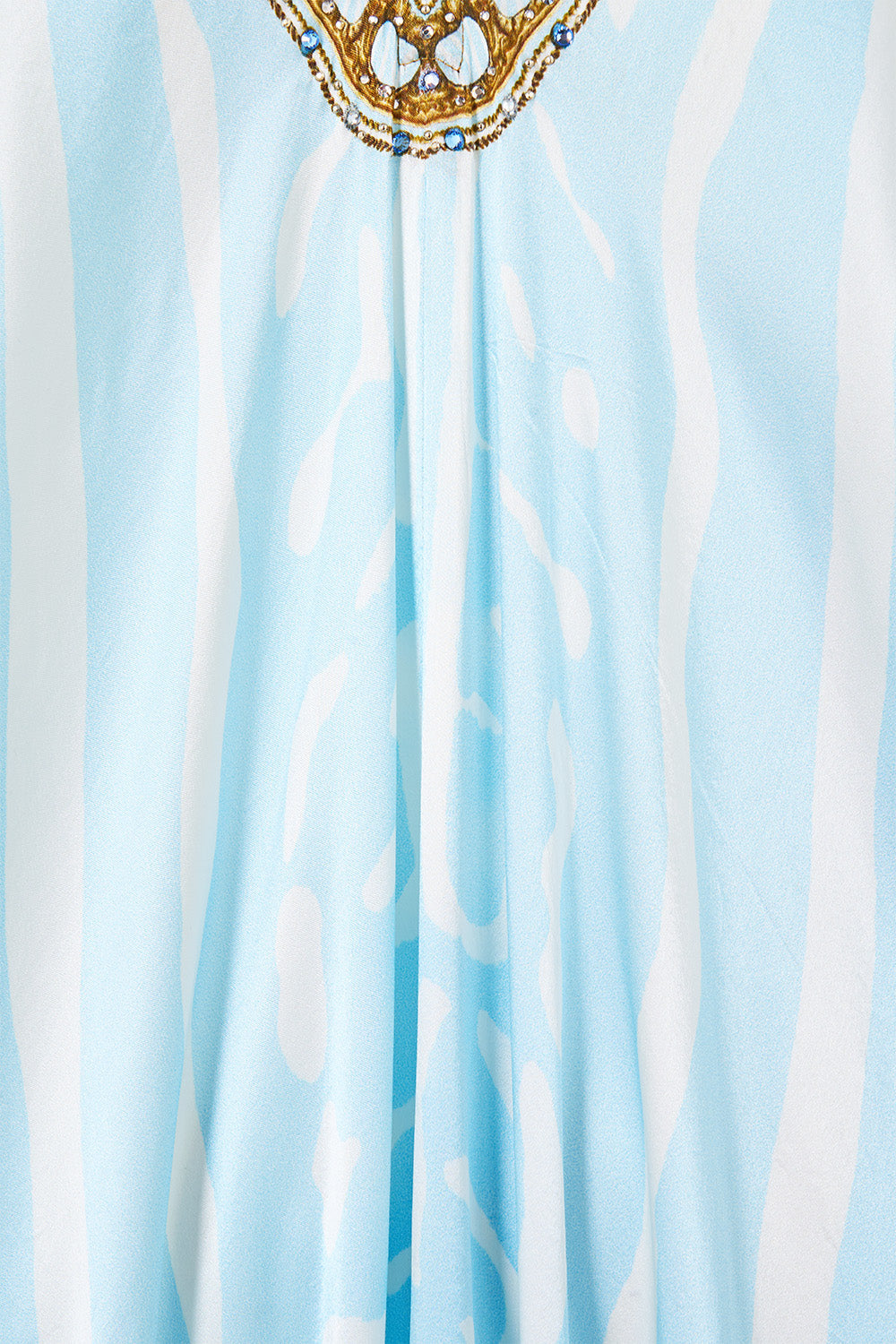 The CAMILLA Long Draped Kaftan in Print Spirit of Stripes. Ghost View