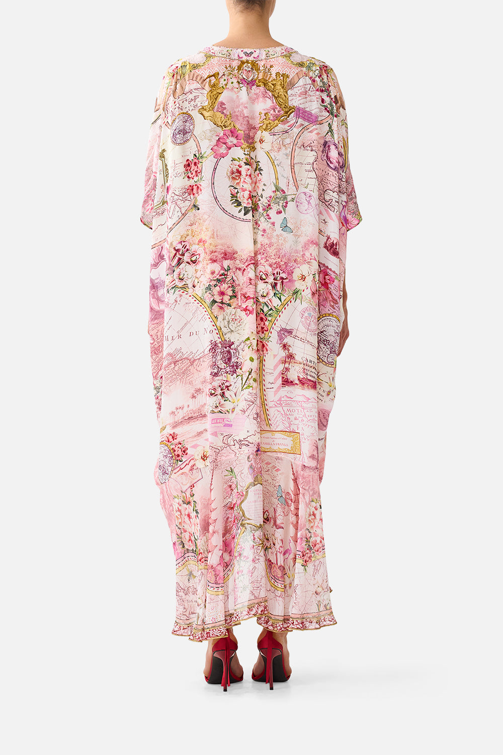 LACE UP KAFTAN WITH HEM RUFFLE JOURNAL DE VOYAGE