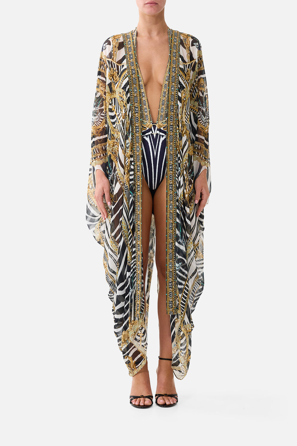 The CAMILLA Layer with Centre Back Panel in our Zig Zag Zoo print, front view on model.