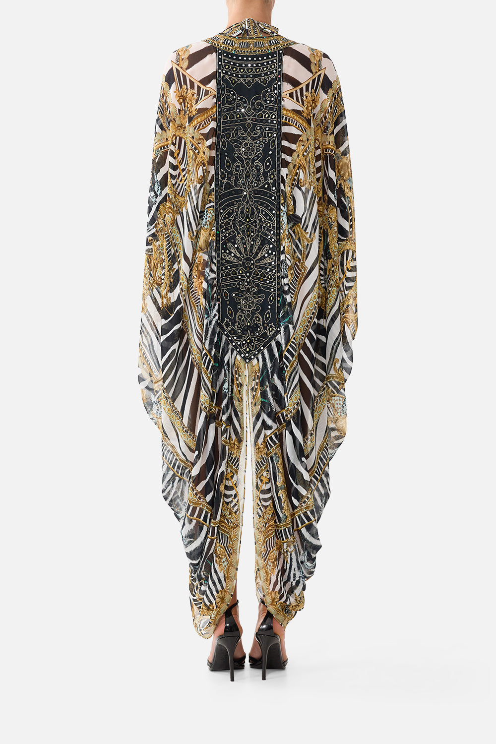 The CAMILLA Layer with Centre Back Panel in our Zig Zag Zoo print, back view on model.