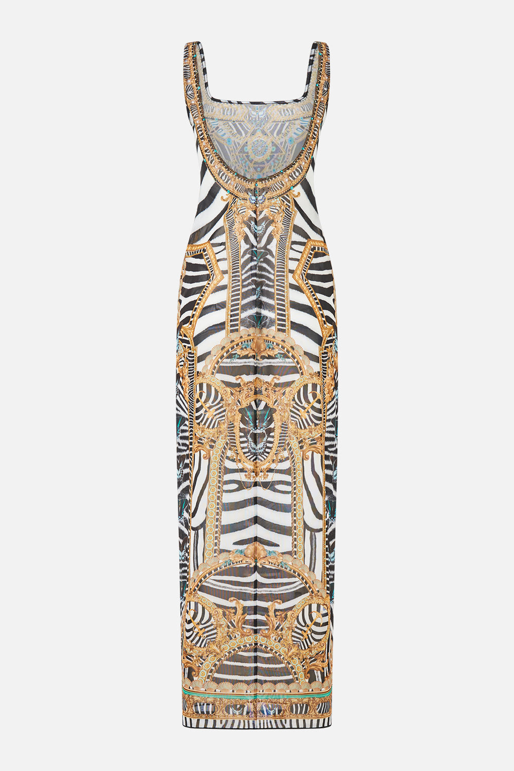 The Square Neck Beach Maxi Dress With Low Back in print Zig Zag Zoo