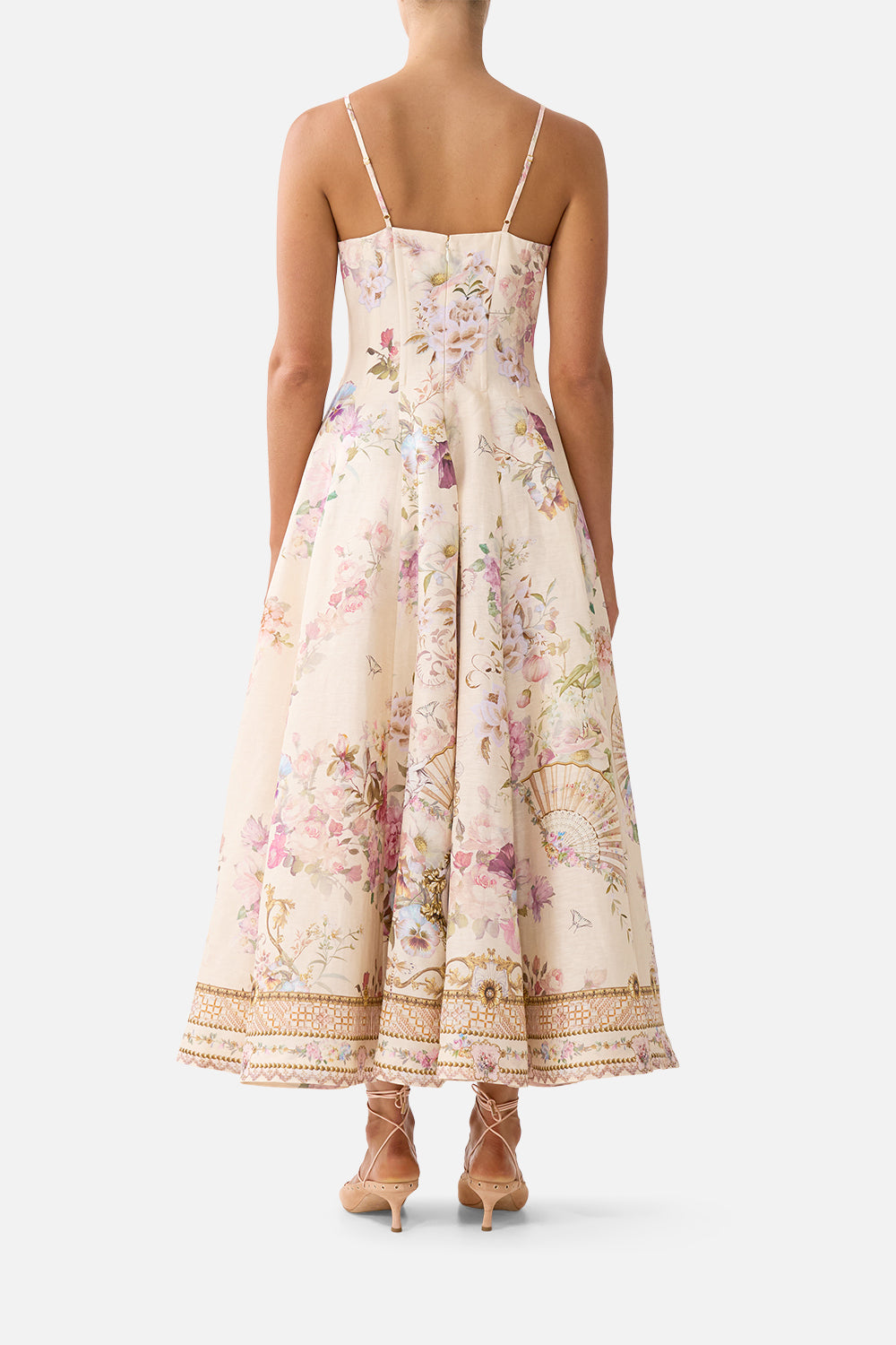 The CAMILLA CURVED HEM RUFFLE DRESS ART FOR THE ARTISANS in our  print.