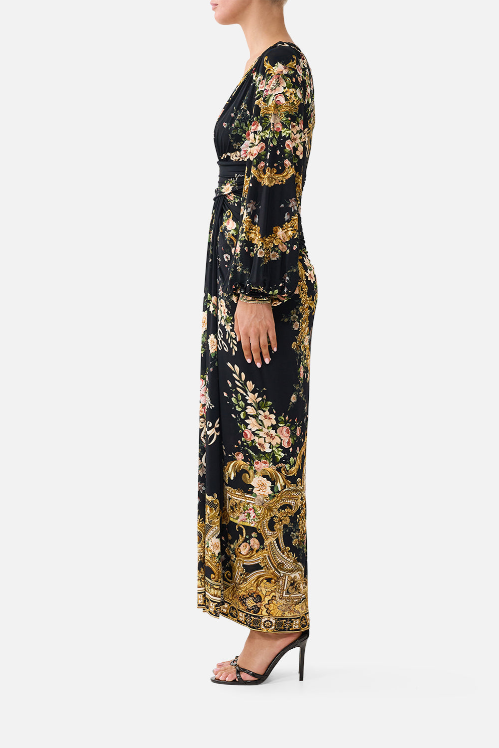 WAISTED DRAPED JERSEY DRESS VERSAILLES OR DIE