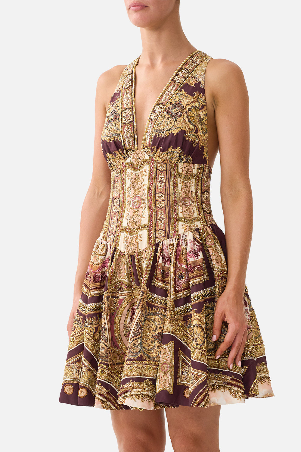 CORSET WAIST MINI DRESS QUEEN OF BOHEMIA