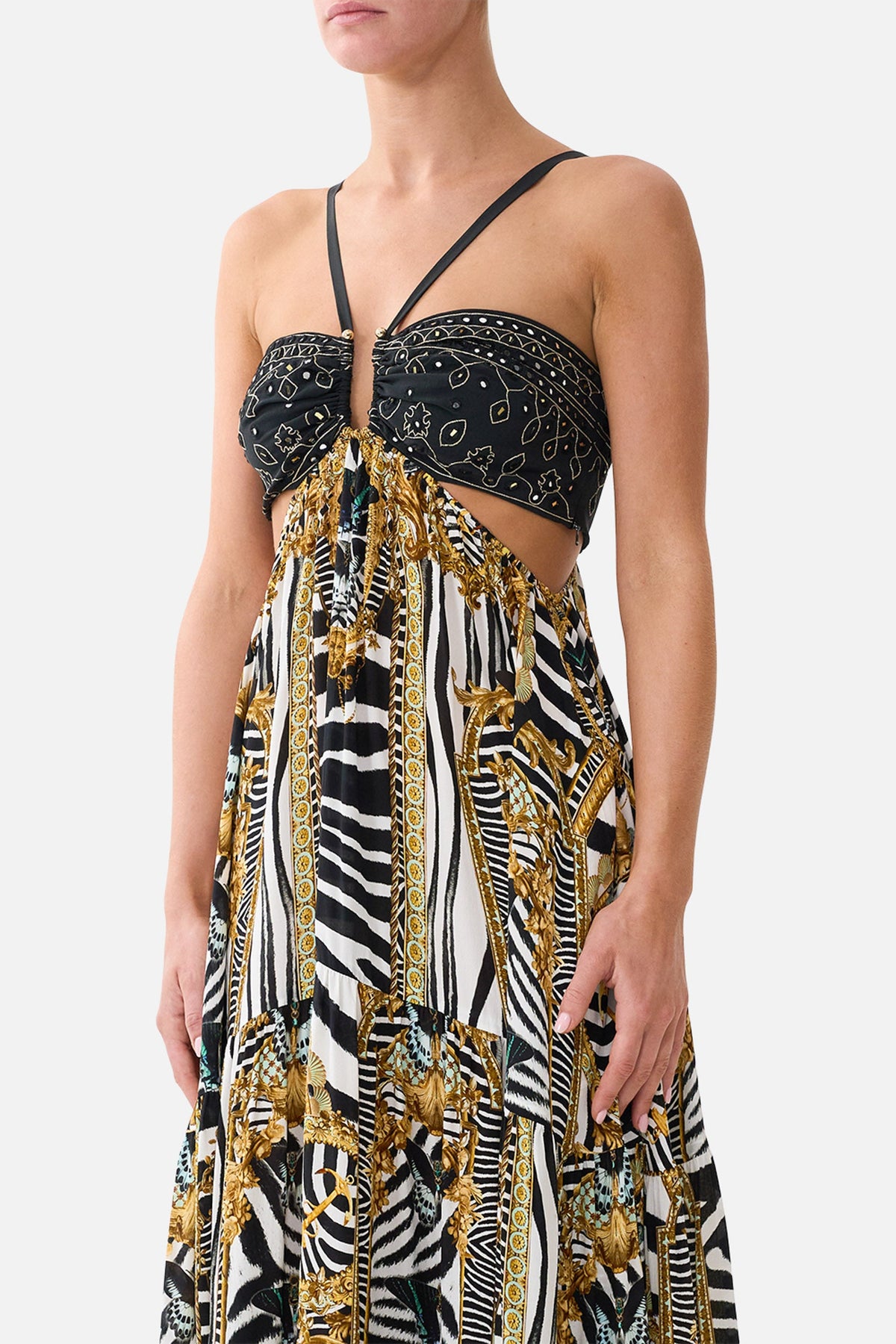 The Gathered Cut Out Dress in print Zig Zag Zoo