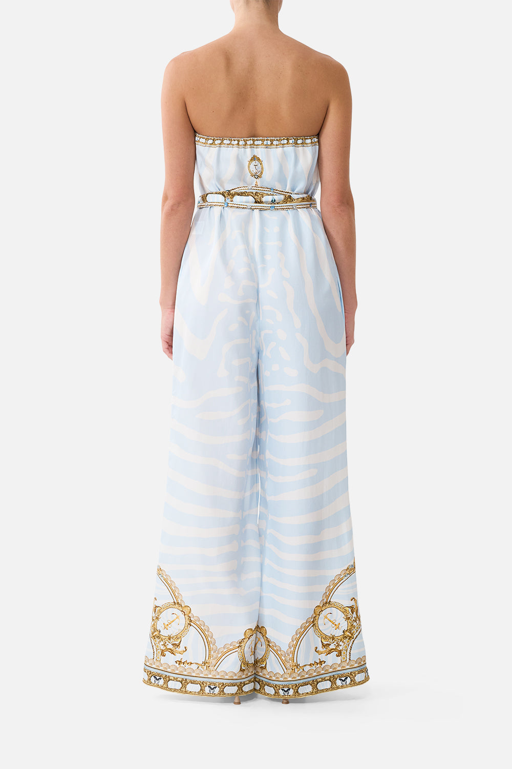 The Tie Waist Strapless Jumpsuit in print Spirit Of Stripes