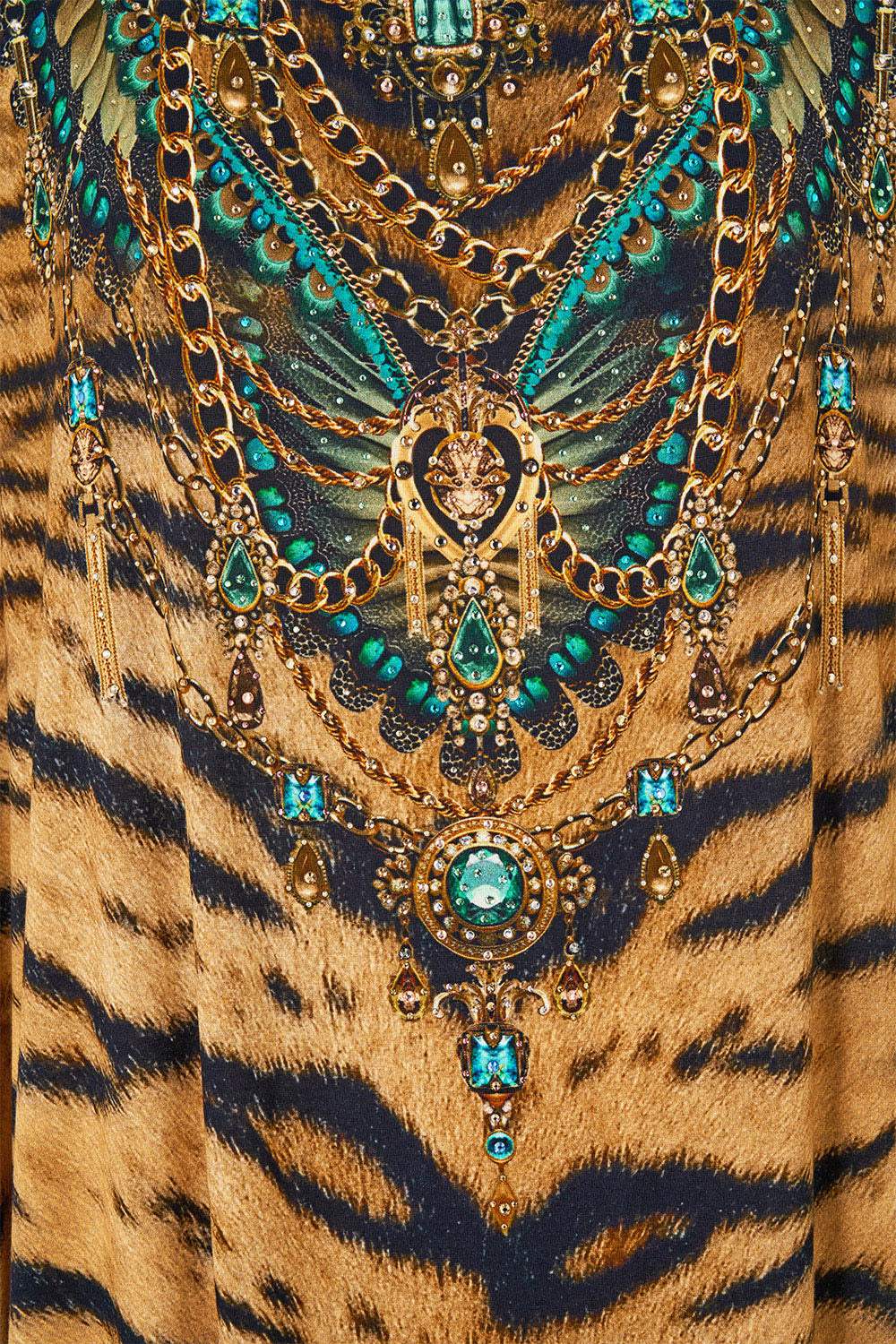 The CAMILLA Loose Fit Tee in our A Wink to the Wild print, fabric detail.