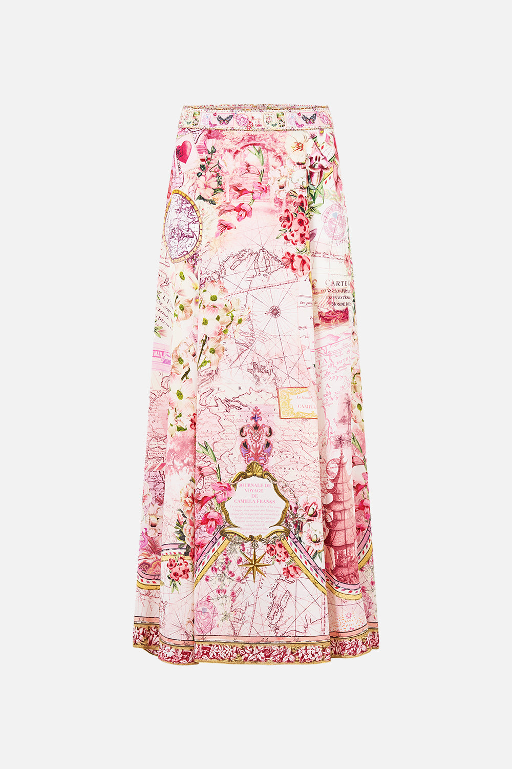 PANELLED FLARED LONG SKIRT JOURNAL DE VOYAGE