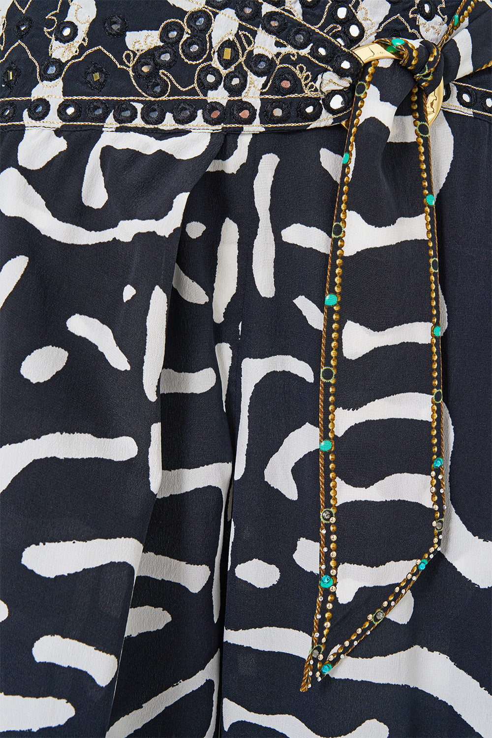 The Asymmetrical Belted Pant in print Zig Zag Zoo