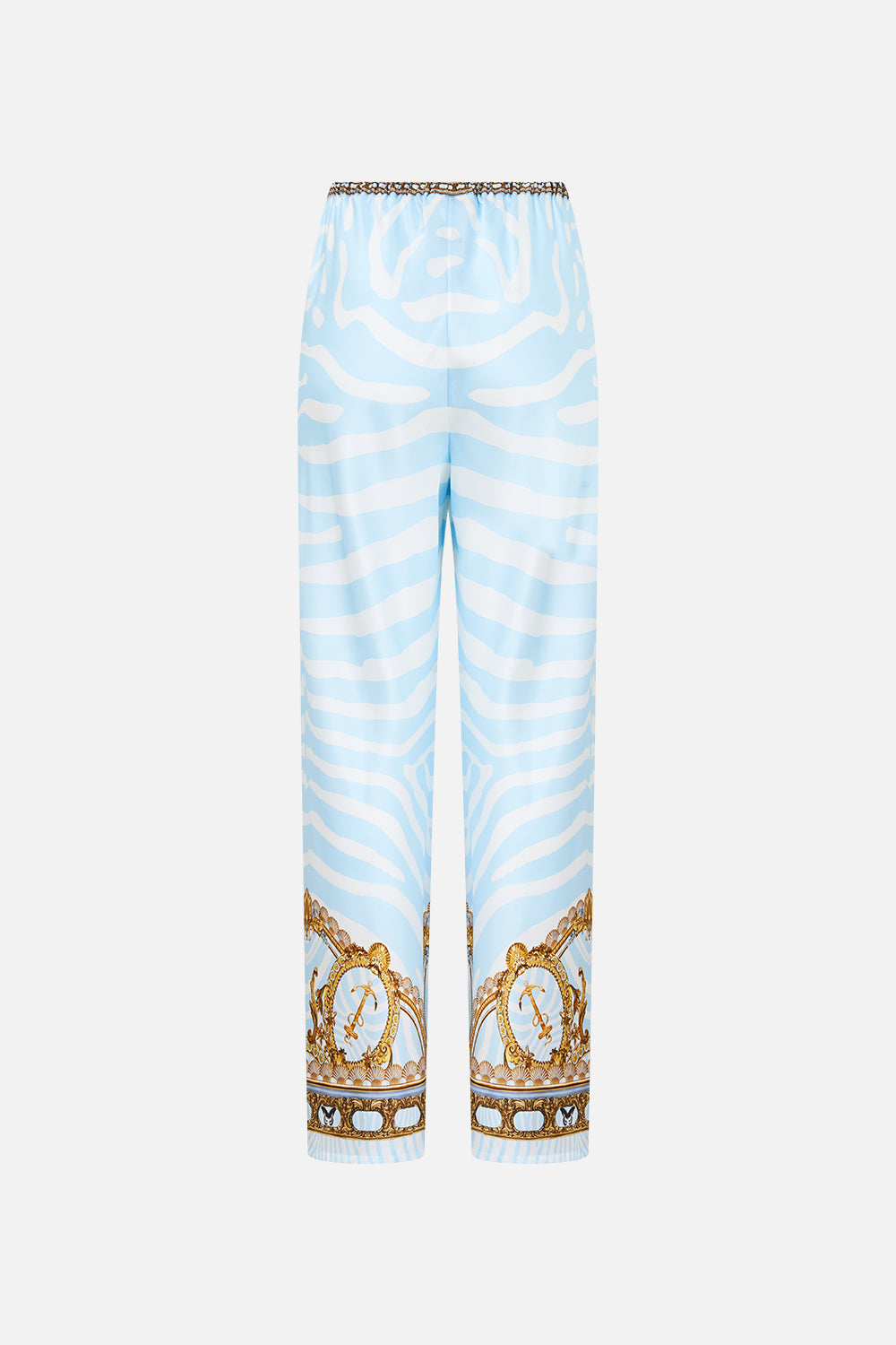 The CAMILLA Bias Cut Drawstring Pant in our Spirit of Stripes print, back view.