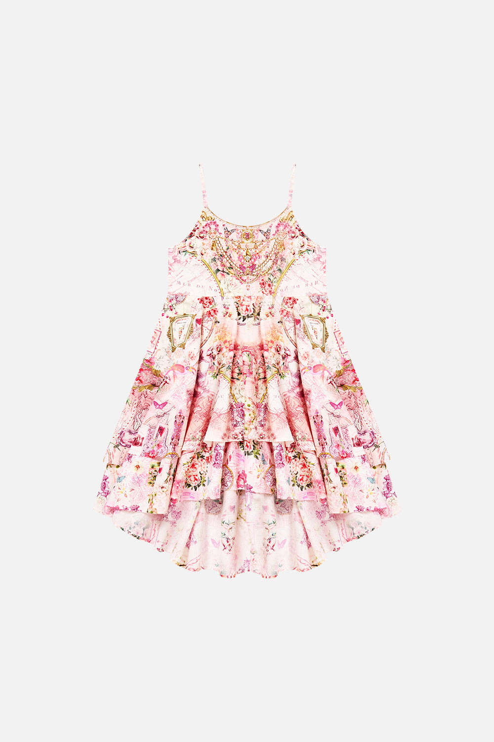 KIDS ROUND NECK LAYERED HIGH LOW DRESS JOURNAL DE VOYAGE