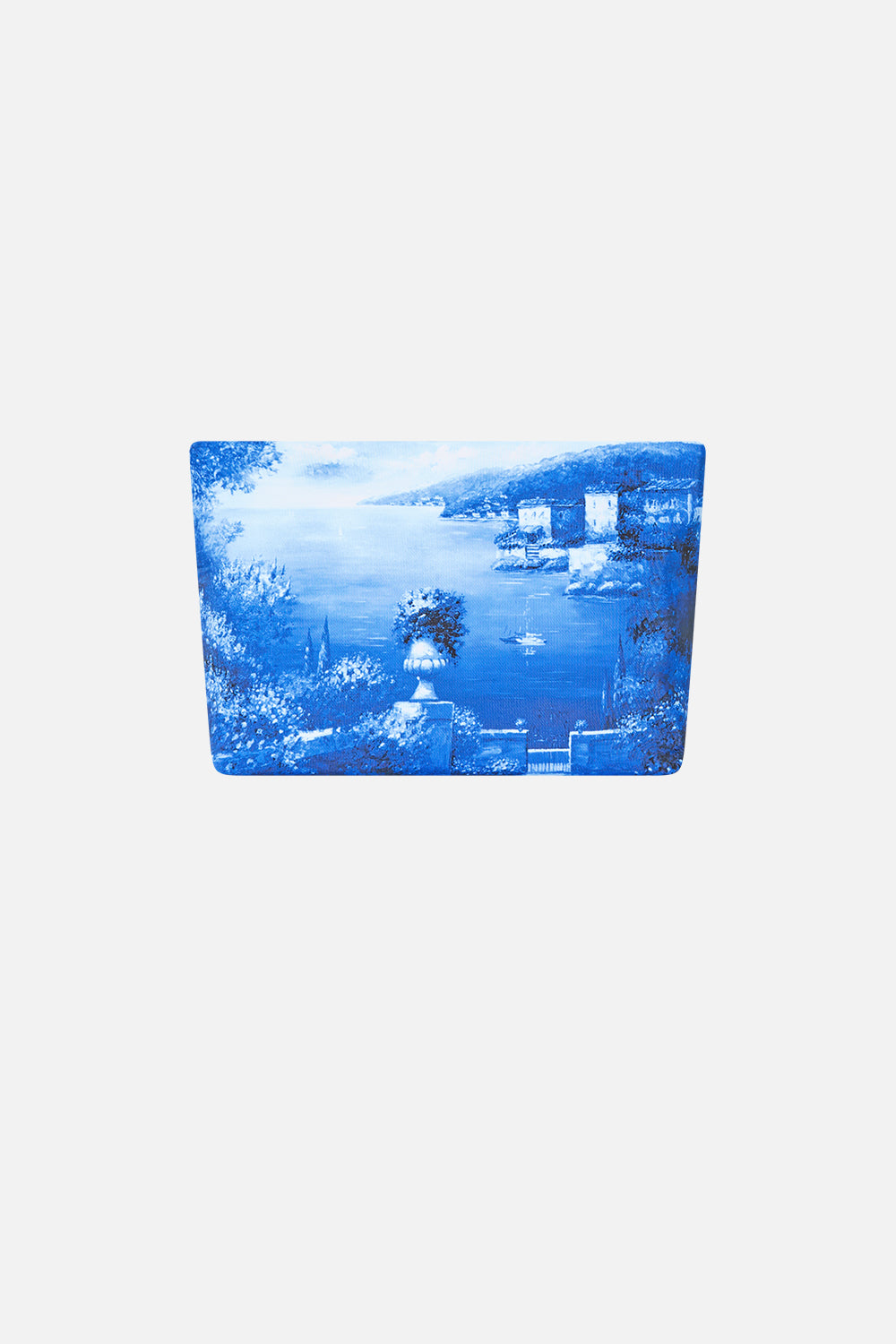 The CAMILLA Small Makeup Clutch in Print Sweet Sacre Bleu. Ghost View Back