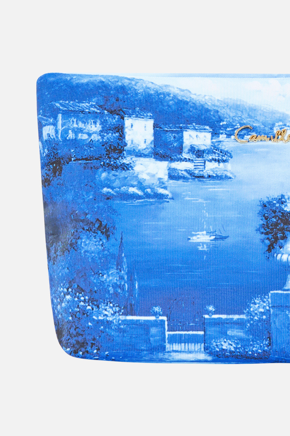 The CAMILLA Small Makeup Clutch in Print Sweet Sacre Bleu. Ghost View