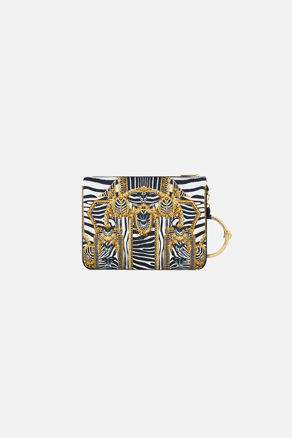 The CAMILLA Ring Scarf Clutch in our Zig Zag Zoo print, back view.