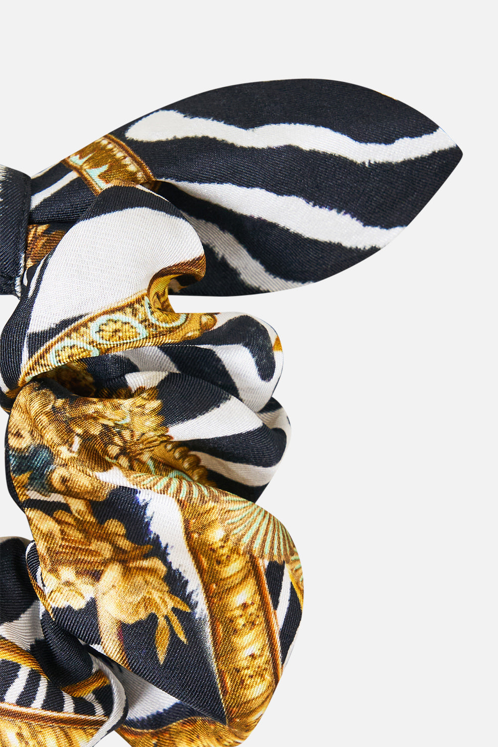 The CAMILLA Scrunchie With Tie in Print Zig Zag Zoo. Ghost View Back