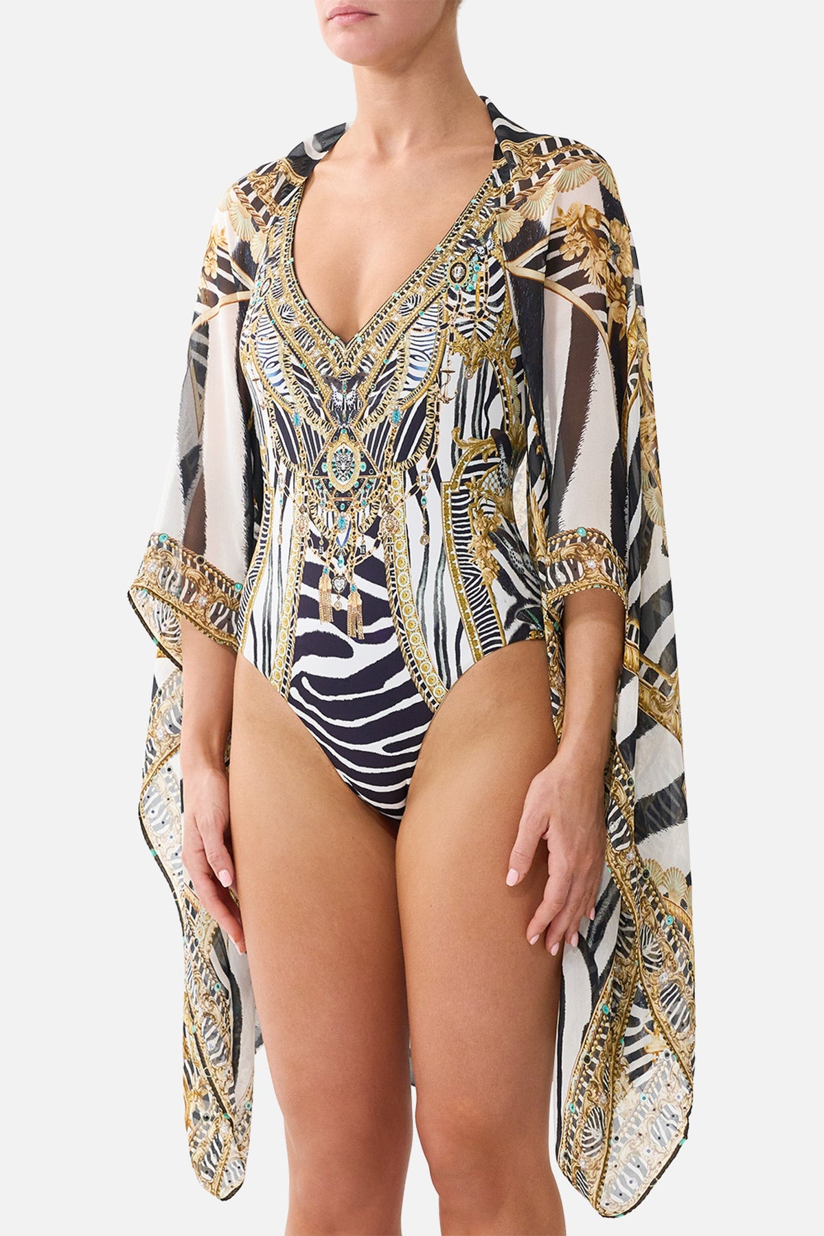 The Silk Chiffon Shrug in print Zig Zag Zoo