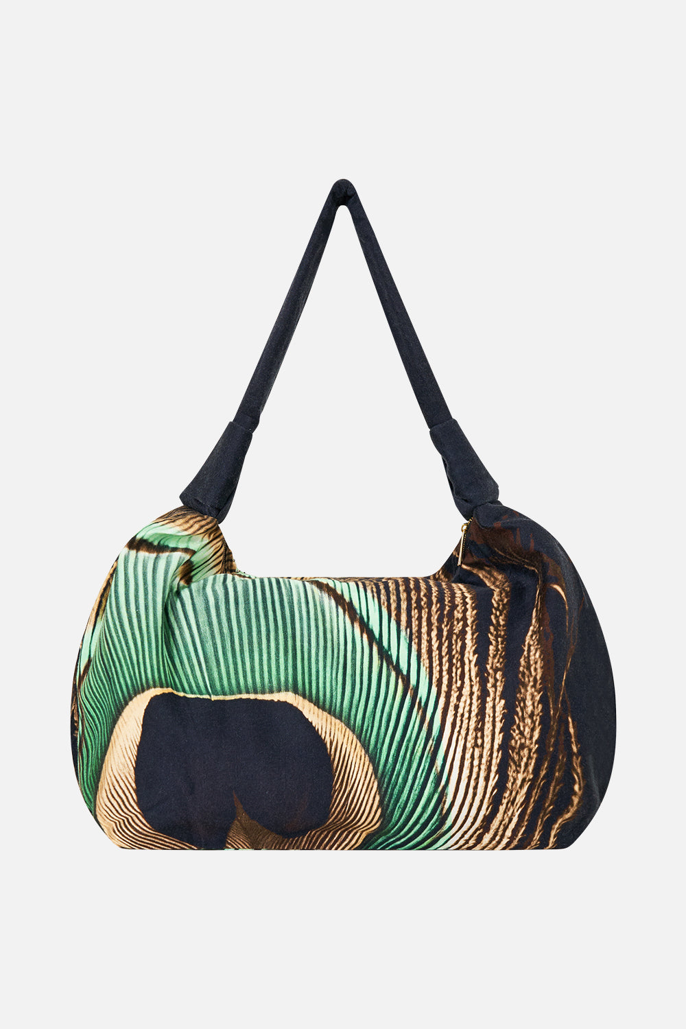 The CAMILLA Slouch Shoulder Bag with Knot Details in our A Wink to the Wild print, back view.