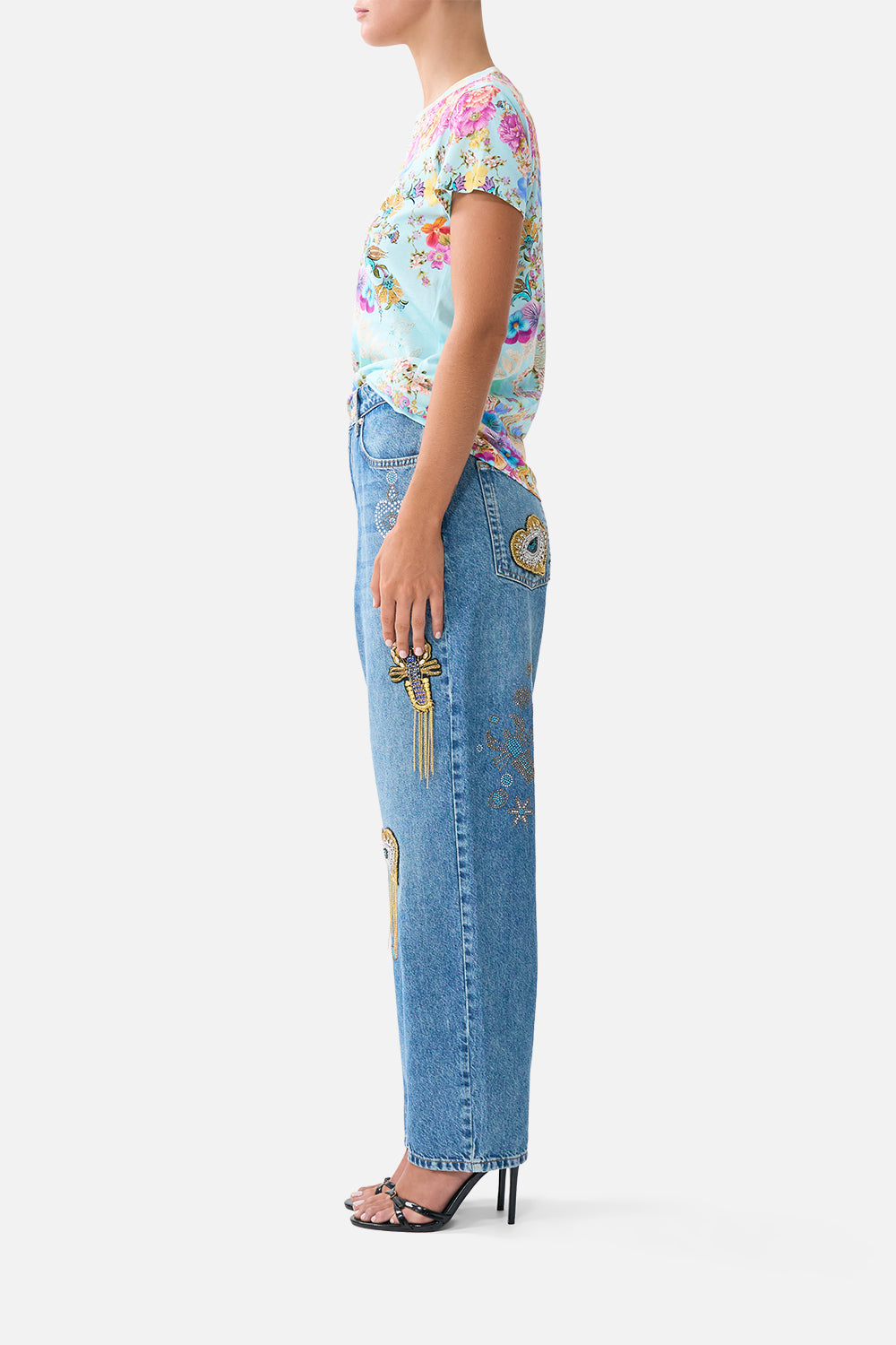 The CAMILLA STRAIGHT LEG PANT DAUGHTERS OF DUENDE in our  print.
