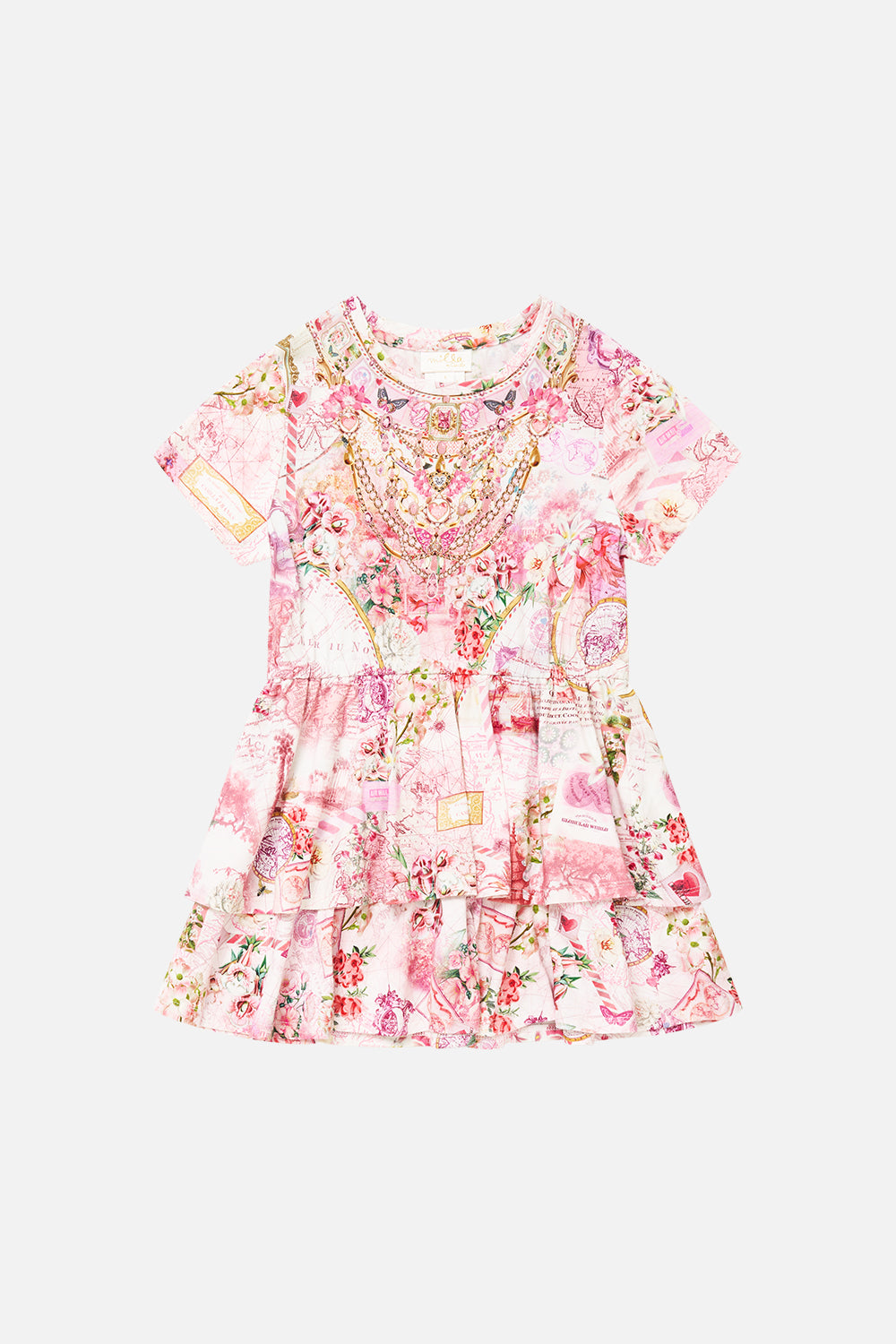 KIDS TEE MINI DRESS W LAYERED SKIRT JOURNAL DE VOYAGE