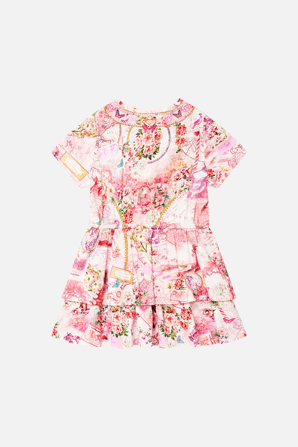 KIDS TEE MINI DRESS W LAYERED SKIRT JOURNAL DE VOYAGE