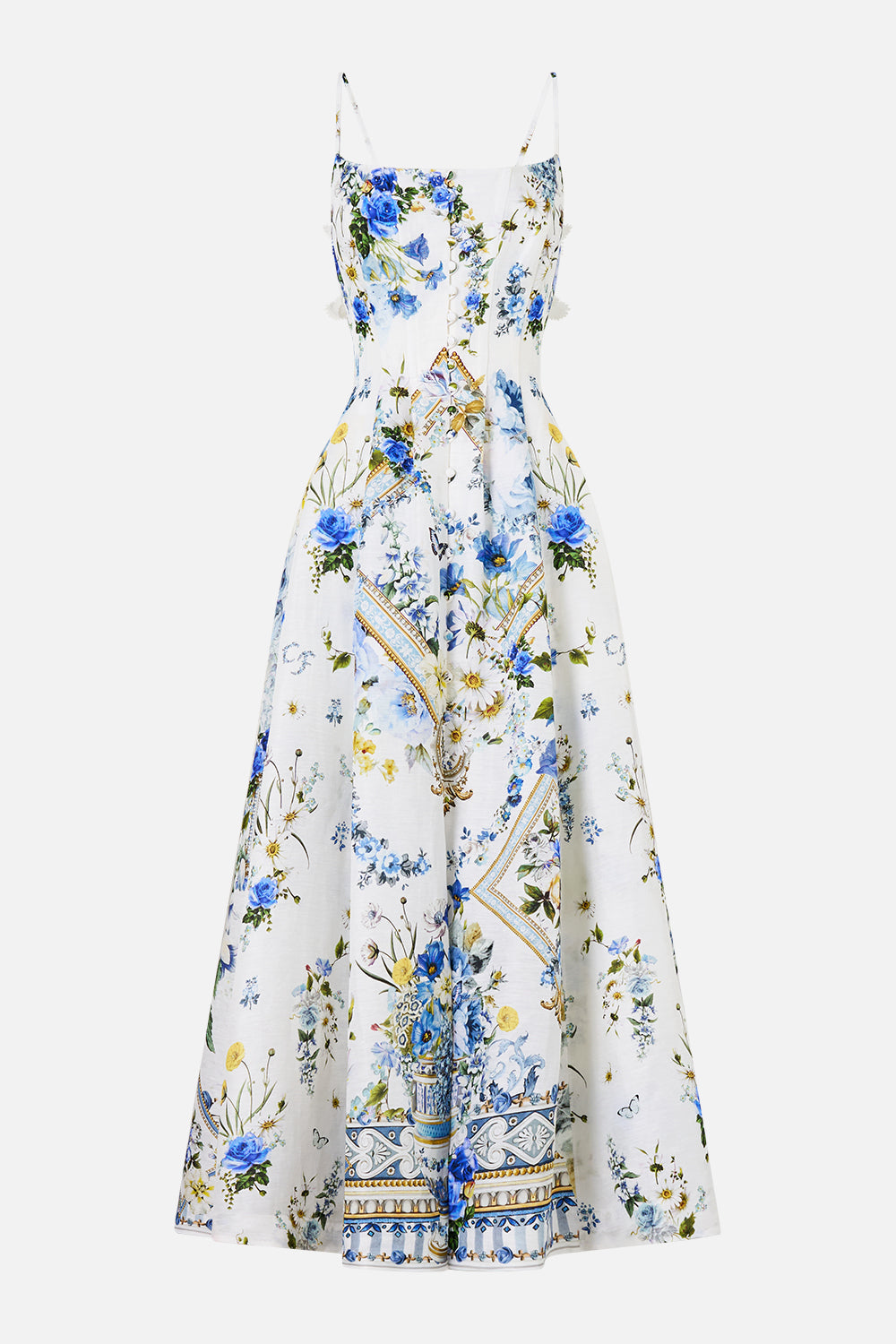CORSET DRESS WITH LONG FLARED SKIRT DANDELION SKIES