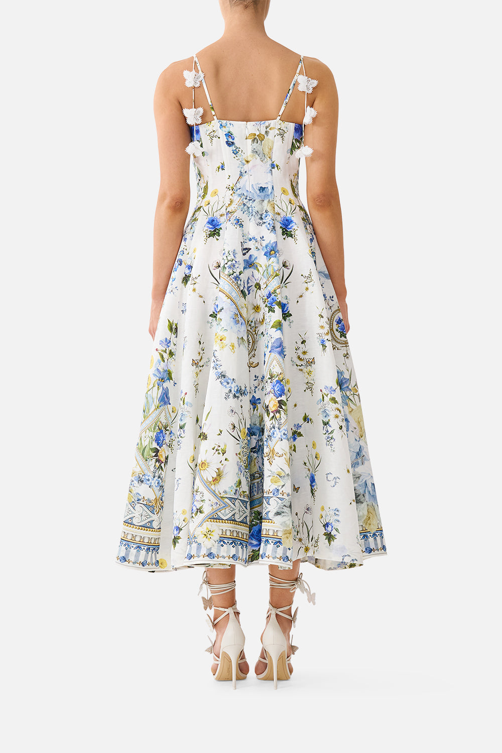 CORSET DRESS WITH LONG FLARED SKIRT DANDELION SKIES