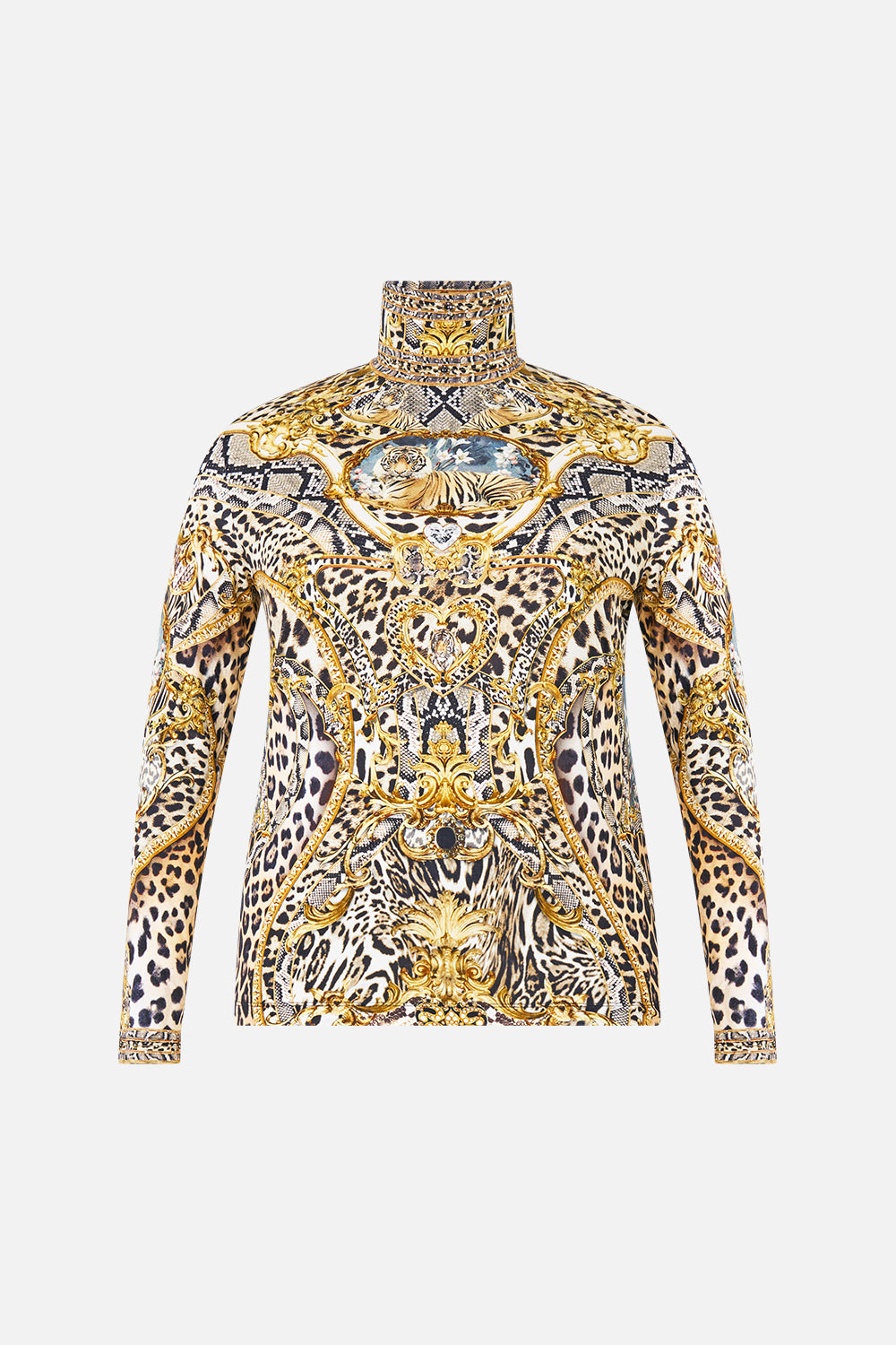 The CAMILLA JERSEY TURTLENECK LEOPARD LIBERTINE