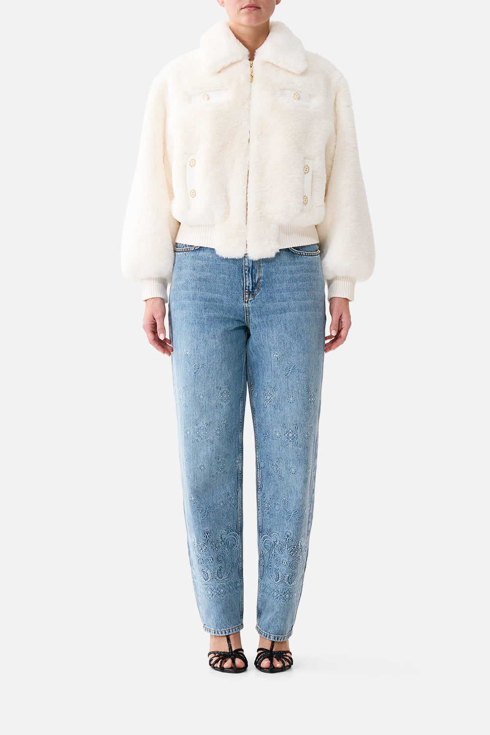 FAUX FUR BOMBER WITH POCKET DETAILS MIDSUMMER MASTERPIECE