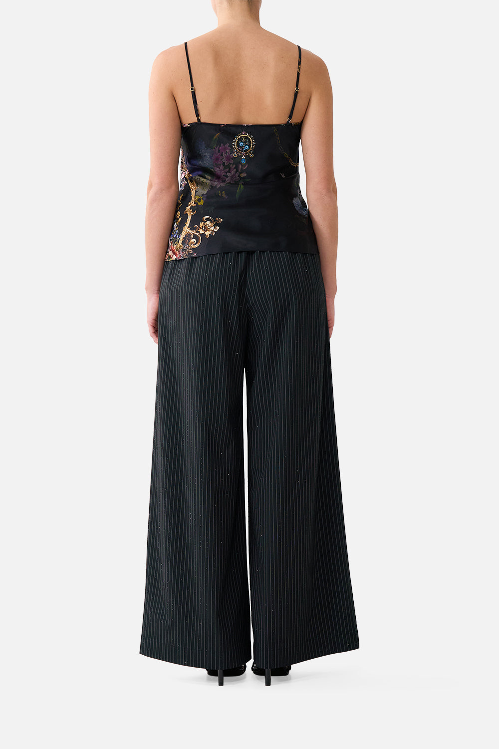 COWL NECK CAMI WITH LACE NIGHT GARDEN