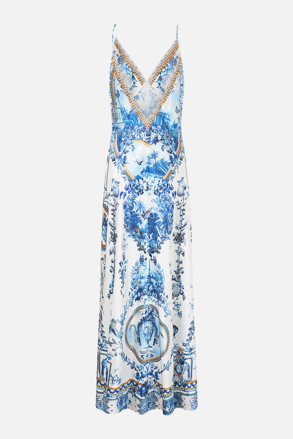 The CAMILLA V NECK FULL LENGTH BIAS SLIP DRESS THE PORCELAIN PARLOUR