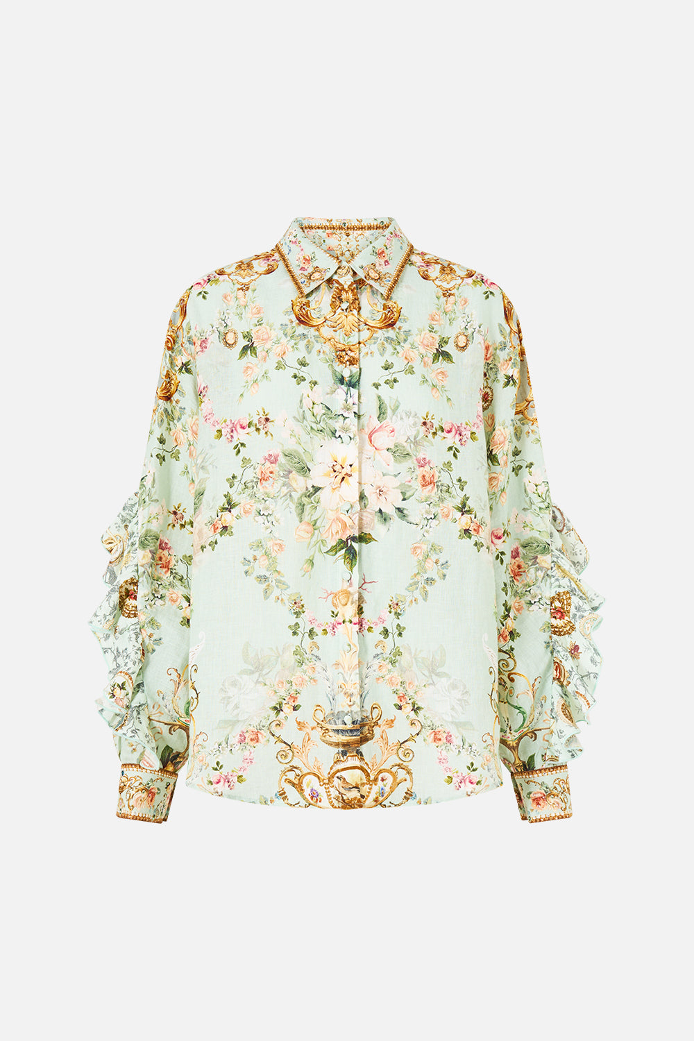 BUTTON SHIRT WITH FRILL DETAIL WILDFLOWER WUNDERLAND