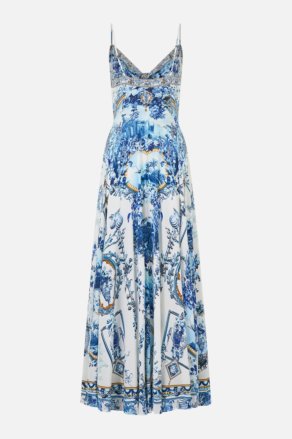The CAMILLA Long Dress With Tie Front The Porcelain Parlour in our The Porcelain Parlour print.