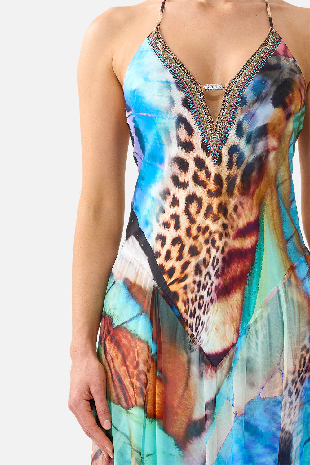 The CAMILLA HARDWARE DETAIL SLIP DRESS BUTTERFLY BOHEMIA
