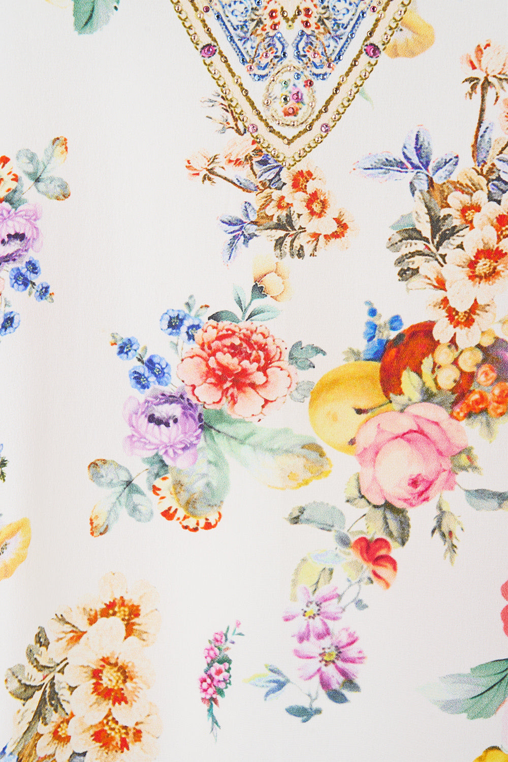The CAMILLA KIMONO SLEEVE DRESS WITH SHIRRING DETAIL LIVIN LA VIDA ROSA in our  print.