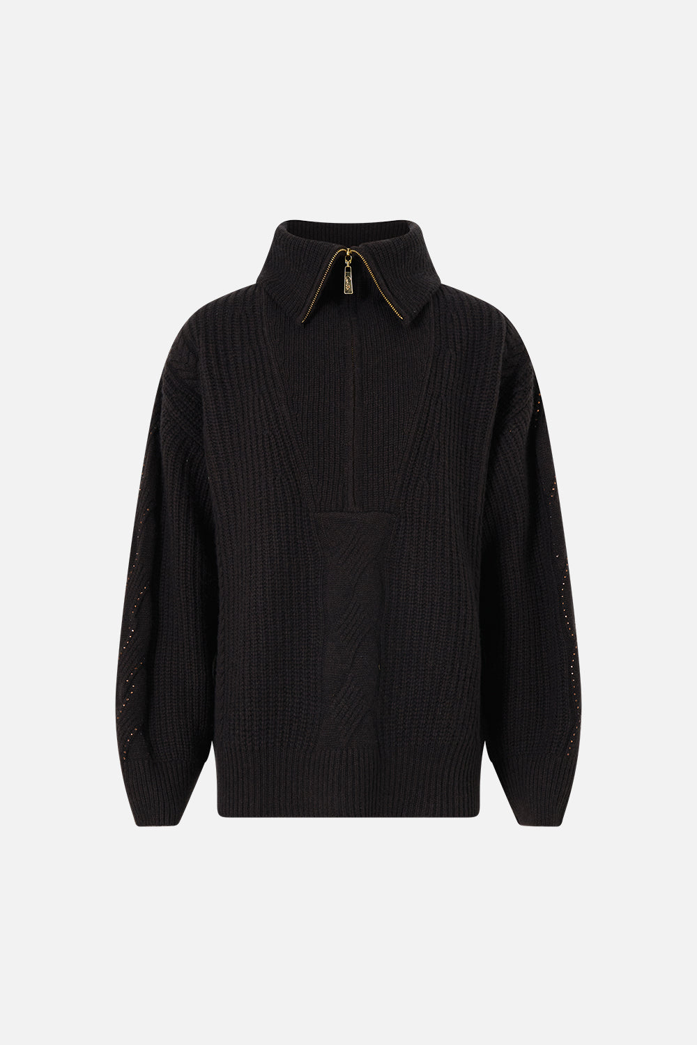 HALF ZIP KNIT SWEATER NIGHT GARDEN