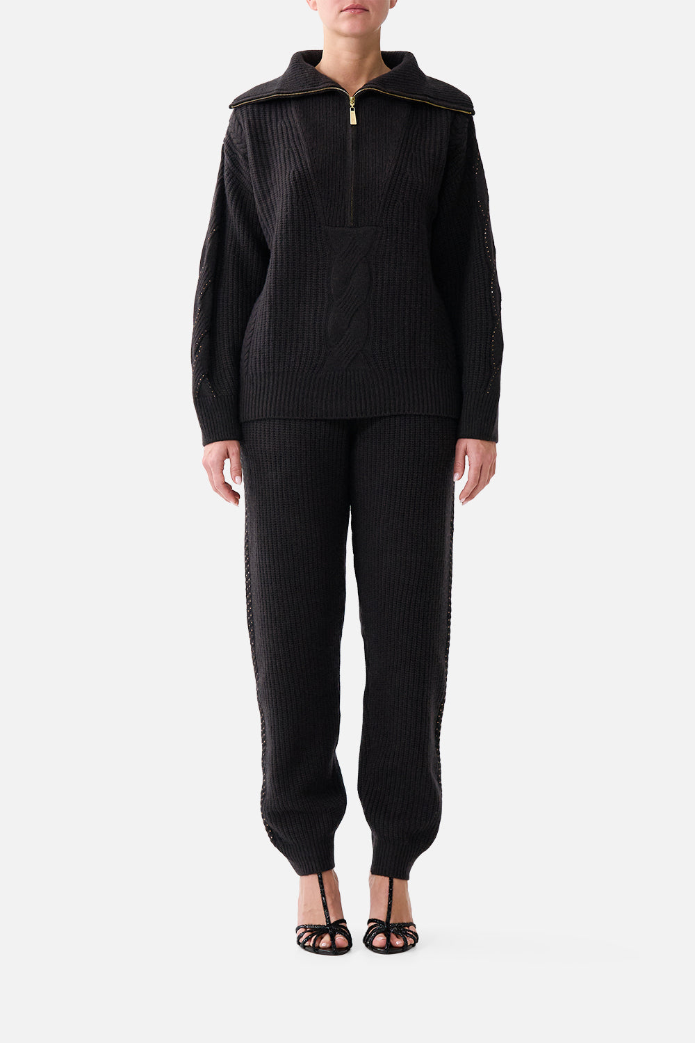 HALF ZIP KNIT SWEATER NIGHT GARDEN