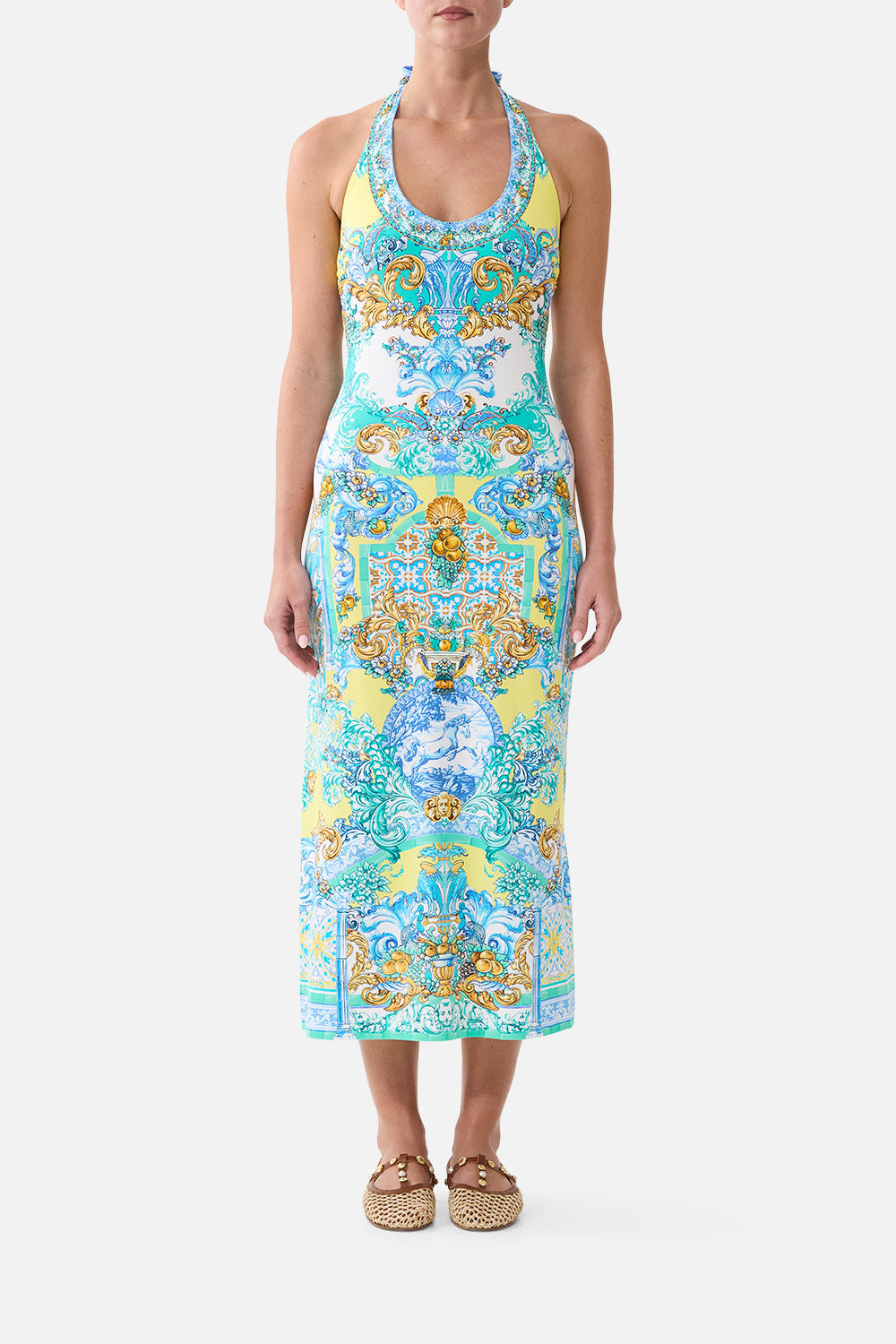 JERSEY HALTER DRESS DIAL UP THE TILES