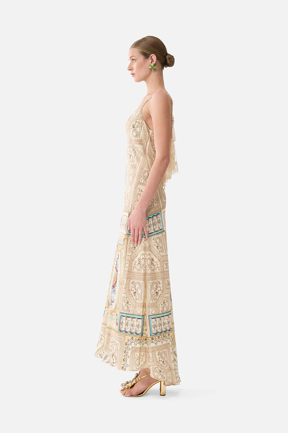 V NECK BIAS SLIP DRESS WITH BACK FRILL A BELOVED BOUDOIR