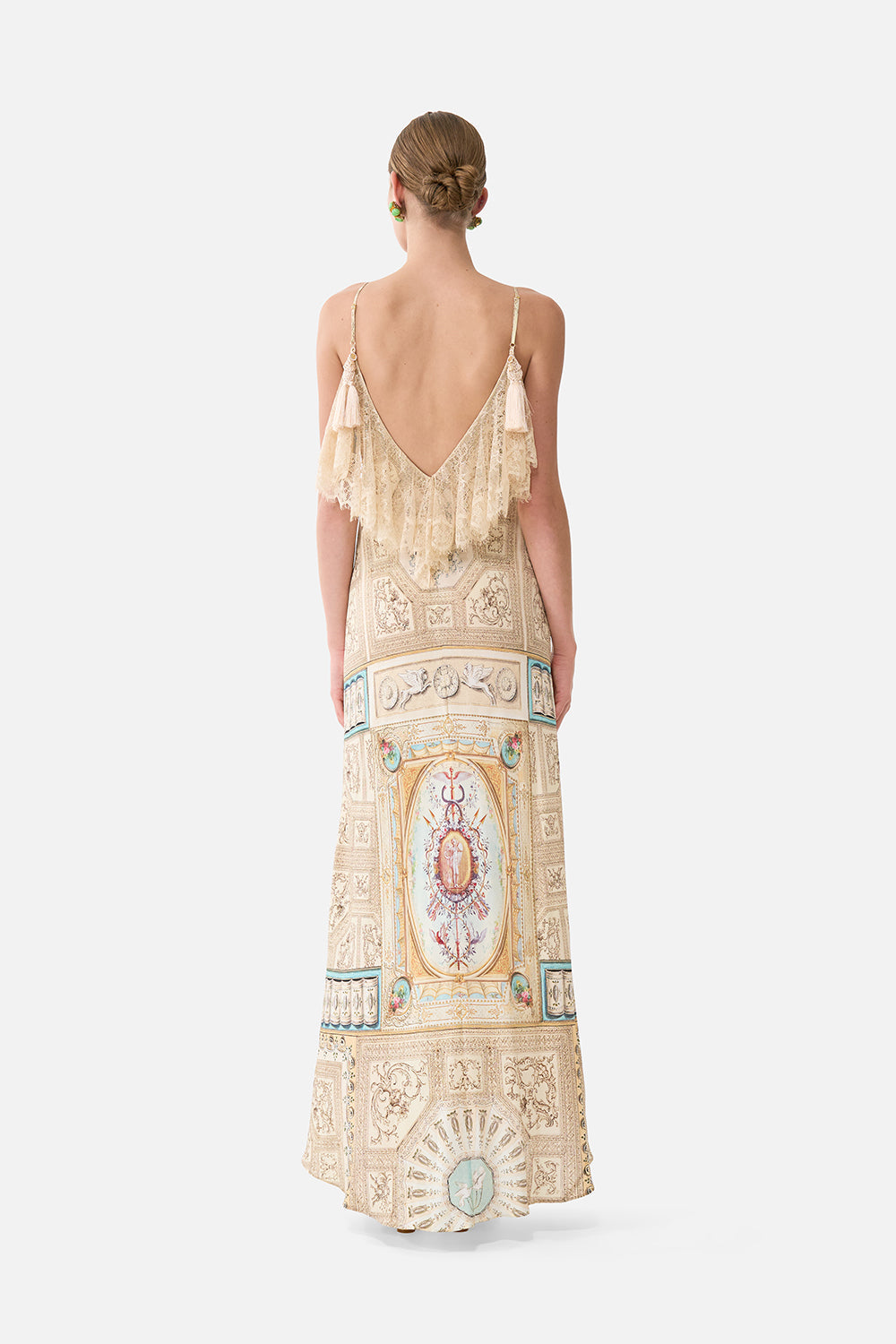 V NECK BIAS SLIP DRESS WITH BACK FRILL A BELOVED BOUDOIR